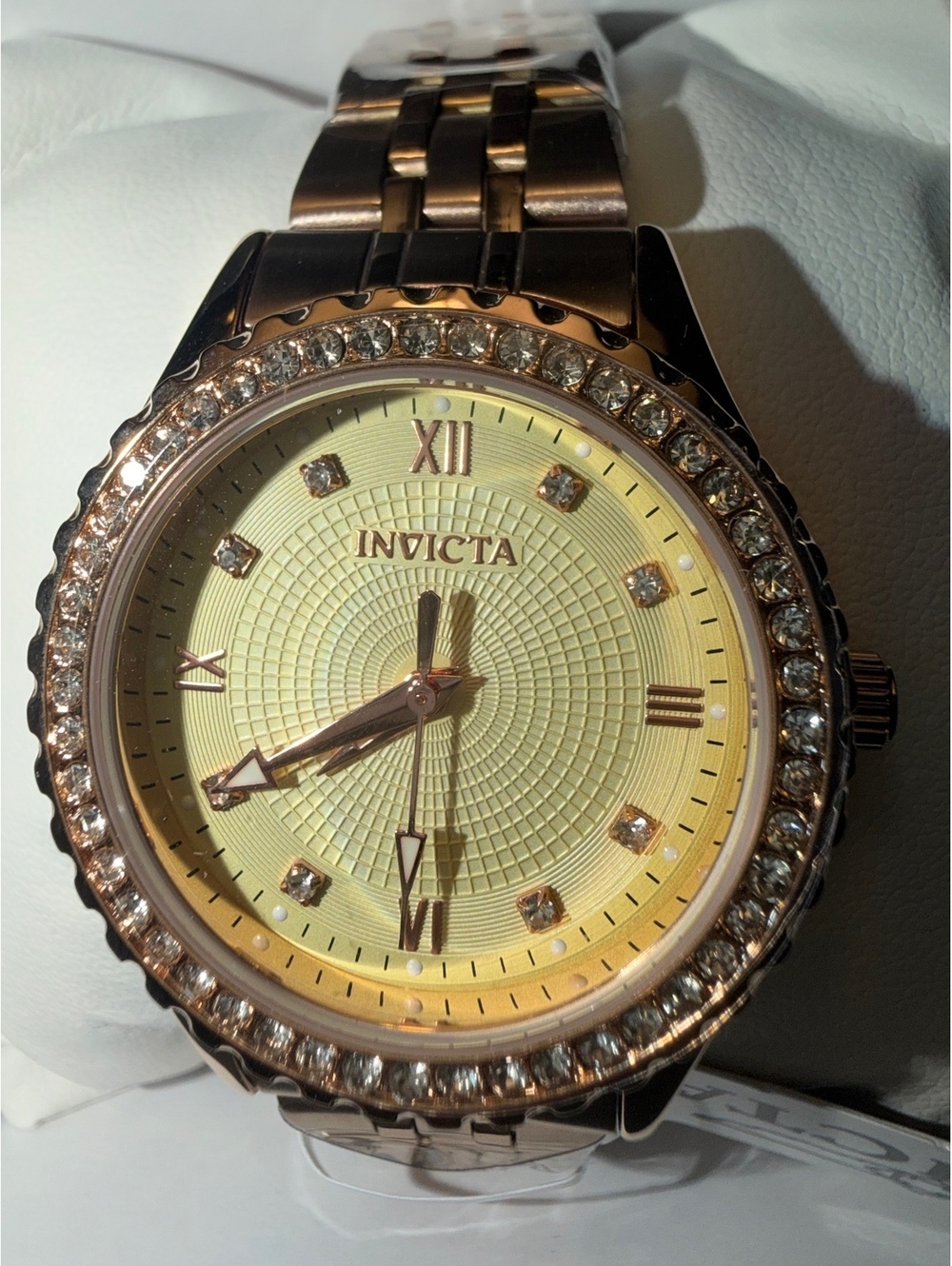 $249 INVICTA WOMANS WILDFLOWER 33mm WATCH -YELLOW FACE w/ CRYSTAL ACCENT BEZEL
